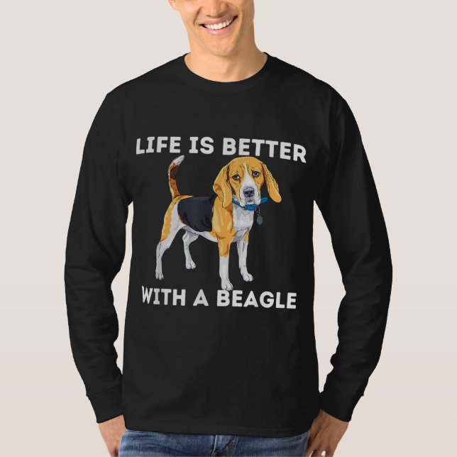 Livet är bättre med en beagle - Beagle Hund älskar T Shirt (Framsida)