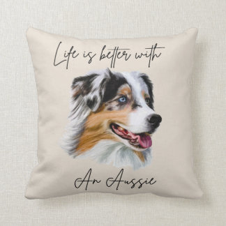 Livet är bättre med en blå Merle Aussie Pillow Kudde