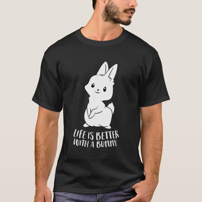 Livet är bättre med en Bunny Cute Bunny Rabbit Kär T Shirt (Framsida)