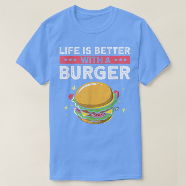Livet är bättre med en burger, Retro Cheeseburger  T Shirt (Design framsida)