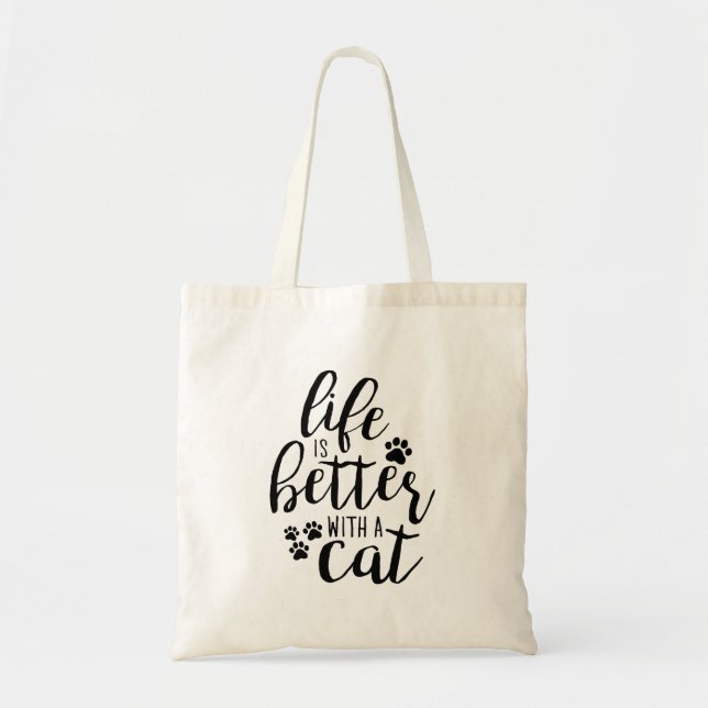 Livet är bättre med en Cat Cute Cat Captions Aesth Tygkasse (Framsidan)