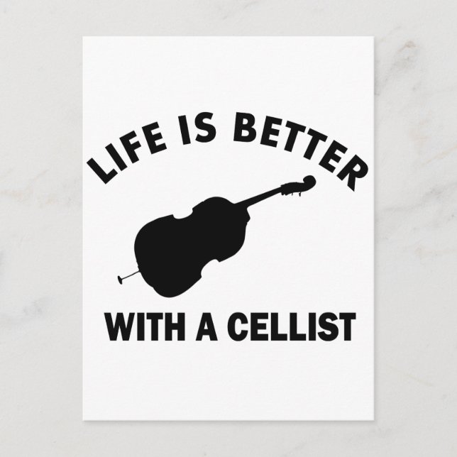 Livet är bättre med en cello vykort (Framsida)
