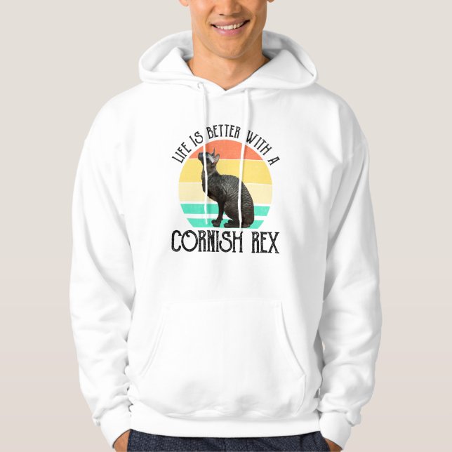 Livet är bättre med en Cornish Rex Hoodie (Framsida)