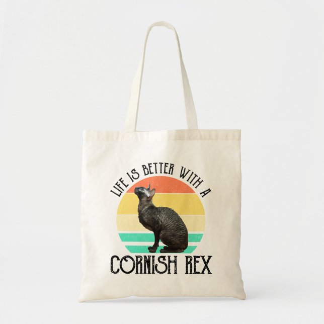 Livet är bättre med en Cornish Rex Tygkasse (Framsidan)