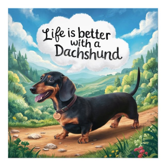 Livet är bättre med en dachshund fototryck (Framsidan)