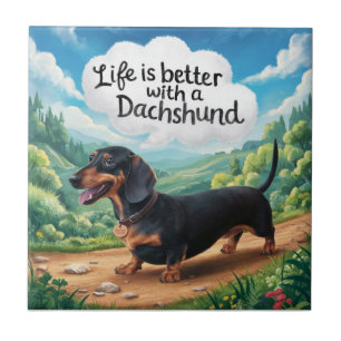 Livet är bättre med en dachshund kakelplatta
