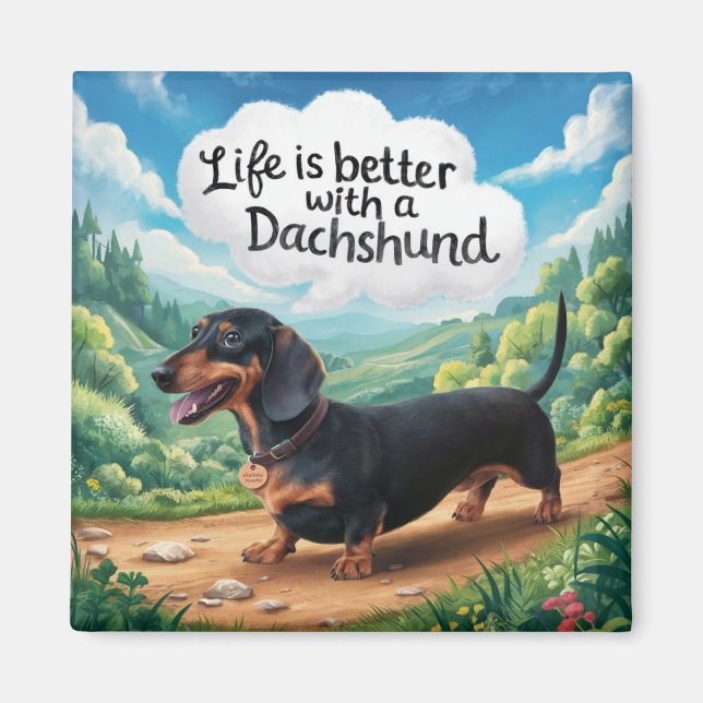 Livet är bättre med en dachshund magnet (Framsidan)