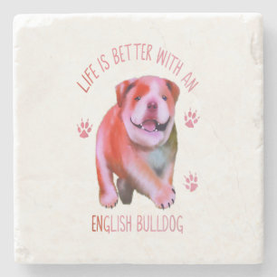 Livet är bättre med en engelsk bulldog-unge stenunderlägg