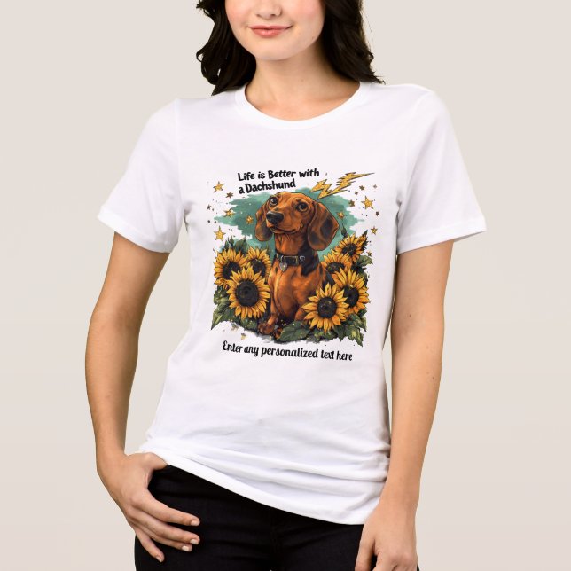 Livet är bättre med en Gnistra av Dachshund-solblo T Shirt (Framsida)