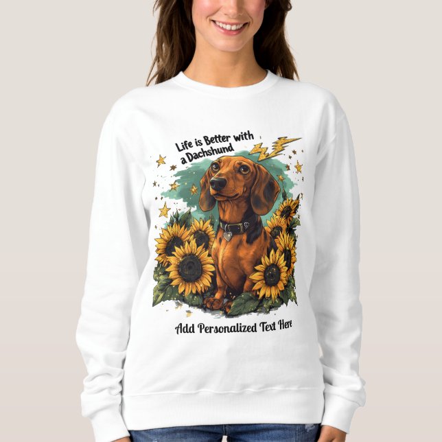 Livet är bättre med en Gnistra av Dachshund-solblo T Shirt (Framsida)