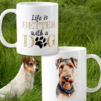 Livet är bättre med en hund Airedale terrier prese Kaffemugg