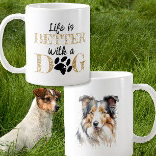 Livet är bättre med en hund collie present kaffemugg