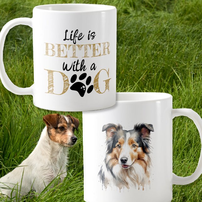 Livet är bättre med en hund collie present kaffemugg (Skapare uppladdad)