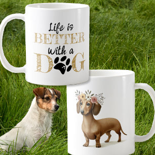 Livet är bättre med en hund dachshund present kaffemugg