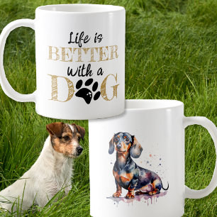 Livet är bättre med en hund dachshund present kaffemugg