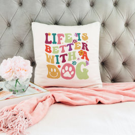 Livet är bättre med en hund - färgstark tillväxtde kudde