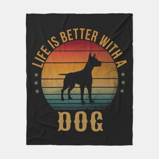 LIVET ÄR BÄTTRE MED EN HUND FLEECEFILT (Framsidan)