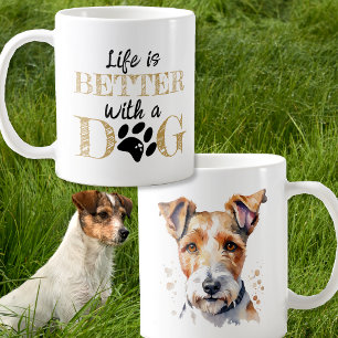 Livet är bättre med en hund foxterrier present kaffemugg