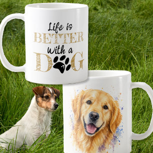 Livet är bättre med en hund Golden Retriever prese Kaffemugg