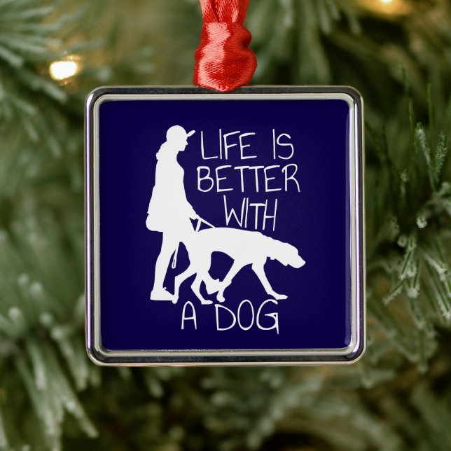 Livet är bättre med en Hund - Hund älskare Julgransprydnad Metall (Träd)