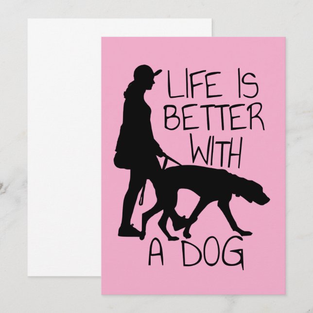 Livet är bättre med en Hund - Hundälskare Inbjudningar (Fram/baksida)