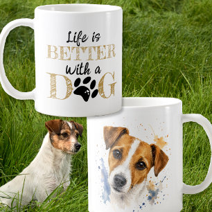 Livet är bättre med en hund Jack Russell present Kaffemugg
