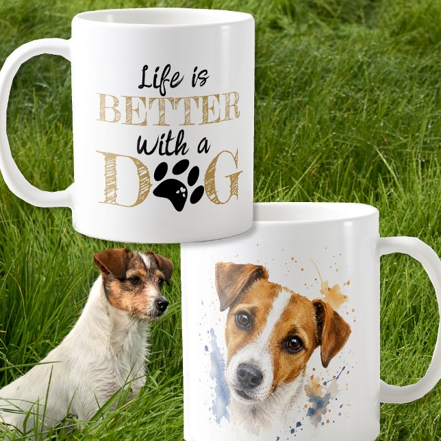 Livet är bättre med en hund Jack Russell present Kaffemugg (Skapare uppladdad)