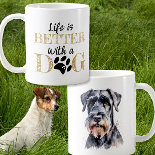 Livet är bättre med en hund jätte schnauzer presen kaffemugg