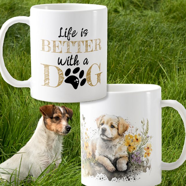 Livet är bättre med en hund Labrador present Kaffemugg (Skapare uppladdad)