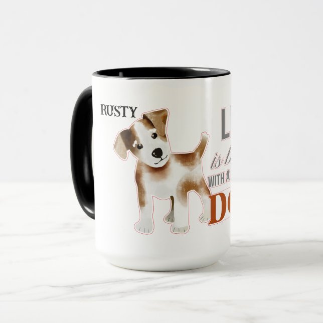 "Livet är bättre med en Hund med Terrier Coffee" Mugg (Framsida vänster)