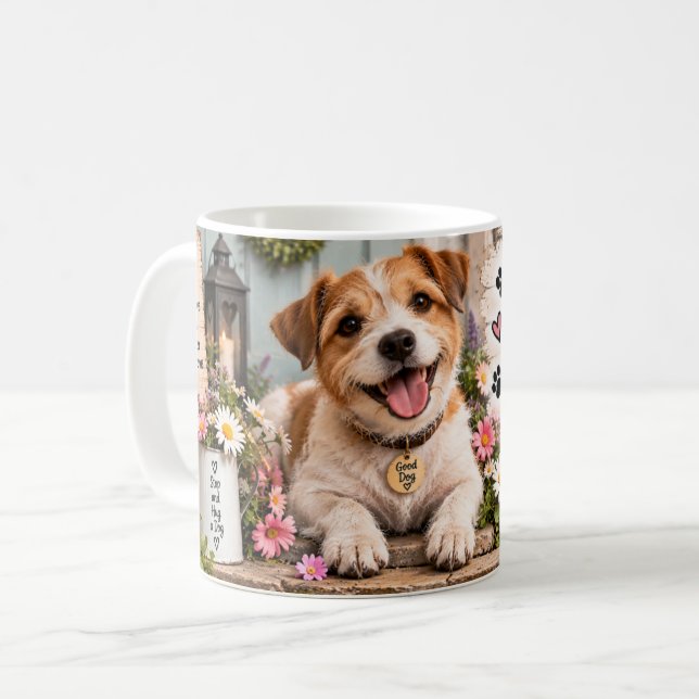 Livet är bättre med en hund-mugg kaffemugg (Framsida vänster)