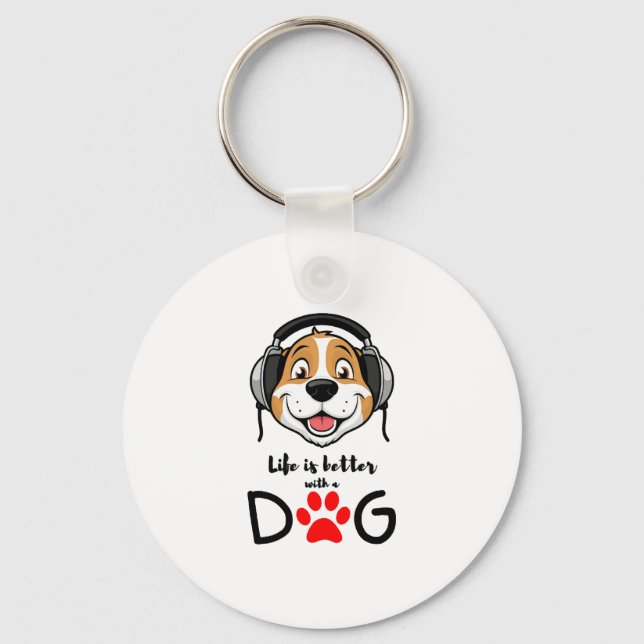 livet är bättre med en hund   nyckelring (Framsida)