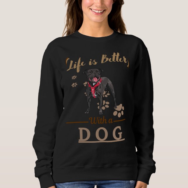 Livet är bättre med en Hund Pitbull T Shirt (Framsida)