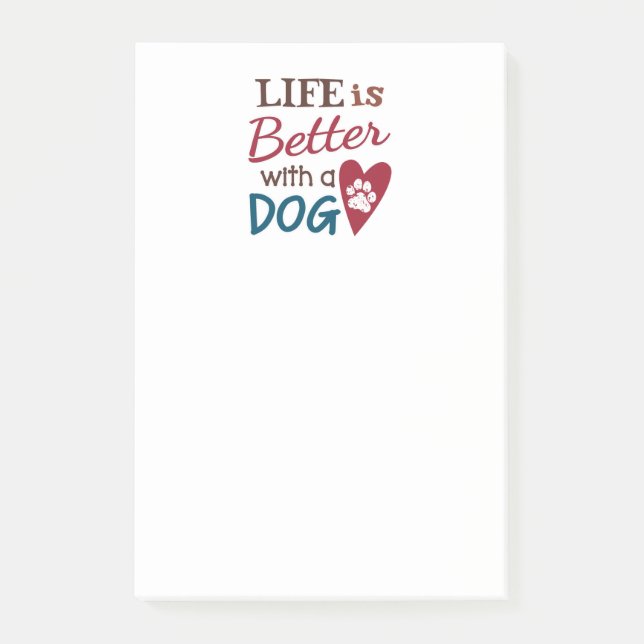 "Livet är bättre med en Hund" Post-it Block (Framsida)