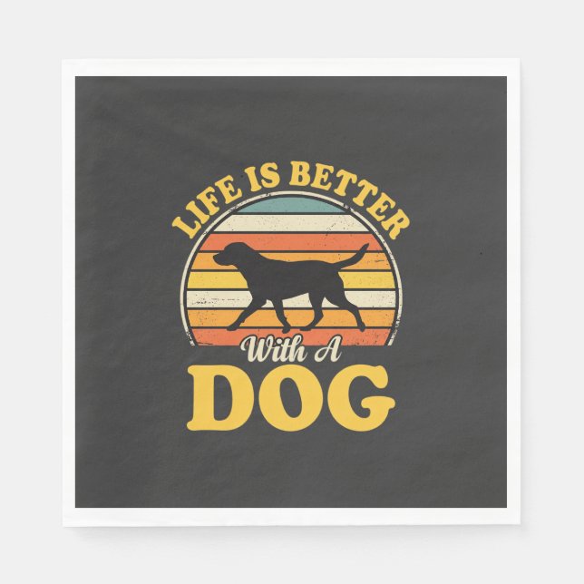 Livet är bättre med en hund retro pappersservett (Framsidan)