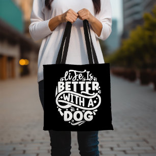 Livet är bättre med en Hund-säck, Cute Hund älskar Tygkasse