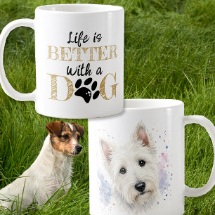 Livet är bättre med en hund scotty hund present kaffemugg