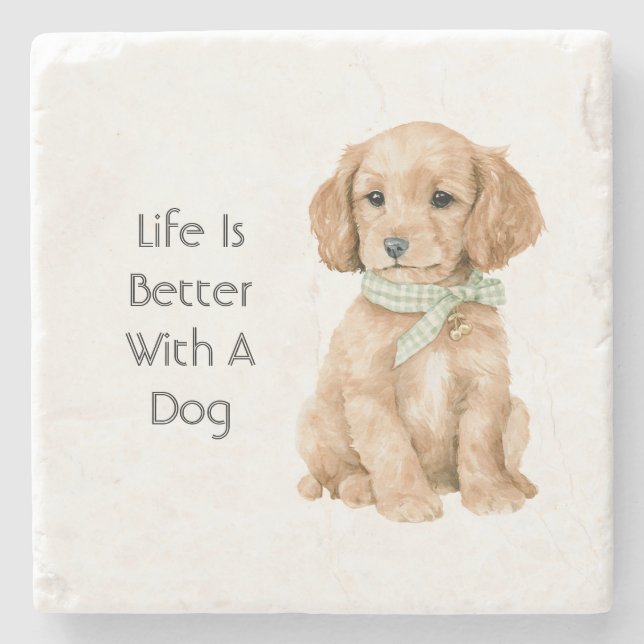 Livet är bättre med en hund stenunderlägg (Framsidan)