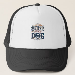 Livet är bättre med en hund Vintage gravyrdesign Keps