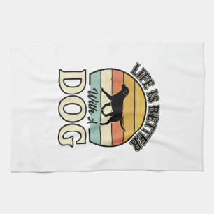 Livet är bättre med en hund vintage tröja design_1 kökshandduk