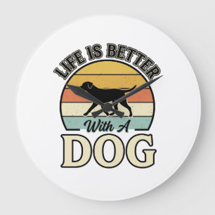 Livet är bättre med en hund vintage tröja design_1 stor klocka