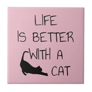 Livet är bättre med en katt - Cat Lovers Kakelplatta