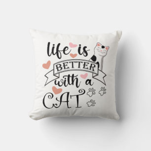 Livet är bättre med en katt citat slogan kudde