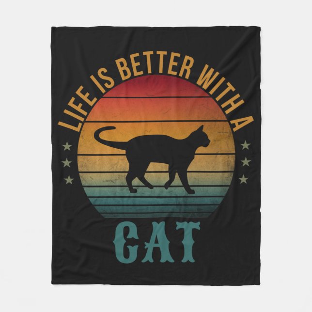 LIVET ÄR BÄTTRE MED EN KATT  FLEECEFILT (Framsidan)