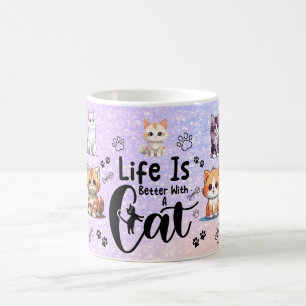 livet är bättre med en katt kaffemugg
