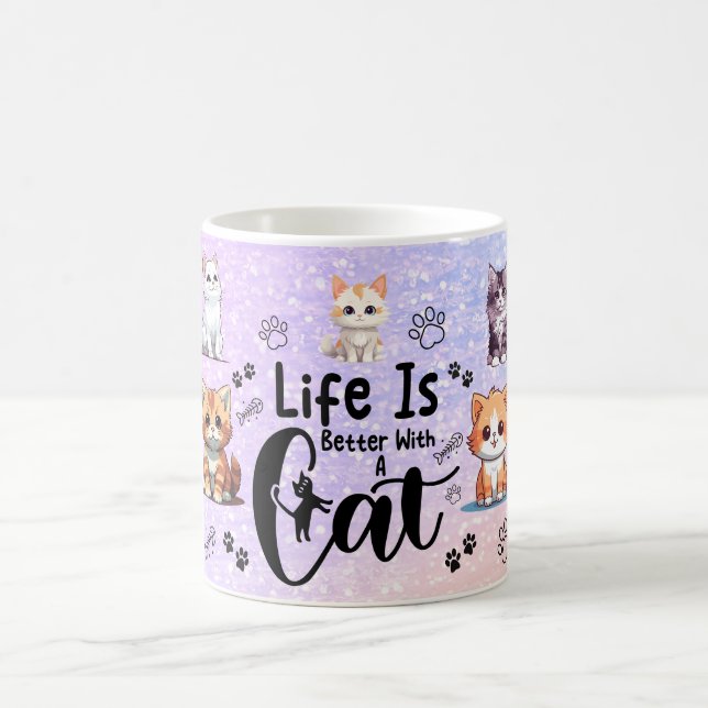 livet är bättre med en katt kaffemugg (Center)