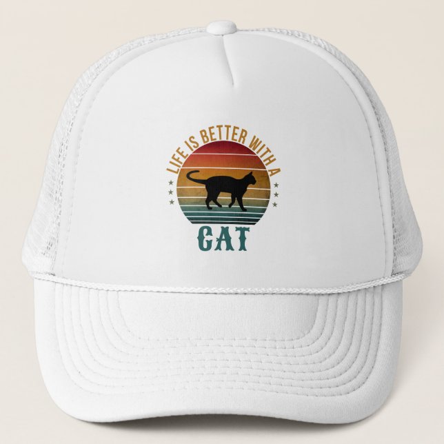 LIVET ÄR BÄTTRE MED EN KATT  LASTBILSCHUFFERMÖSSA KEPS (Framsida)