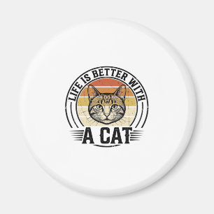 Livet är bättre med en katt Vintage katt tröja des Magnet