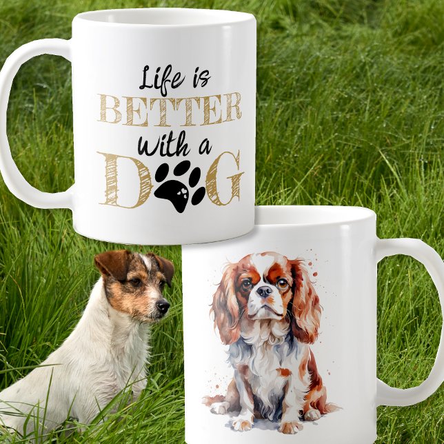 Livet är bättre med en King Charles spaniel Kaffemugg (Skapare uppladdad)