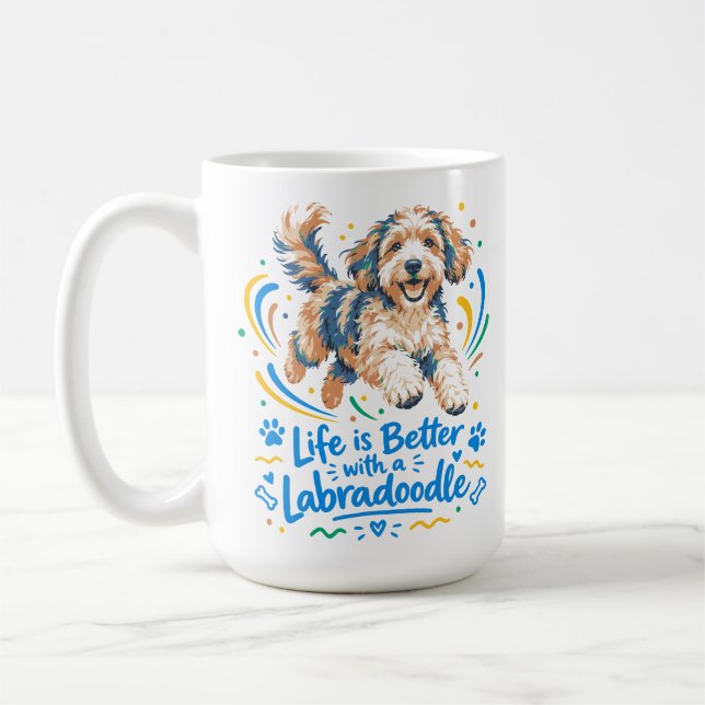 Livet är bättre med en Labradoodle Kaffemugg (Vänster)